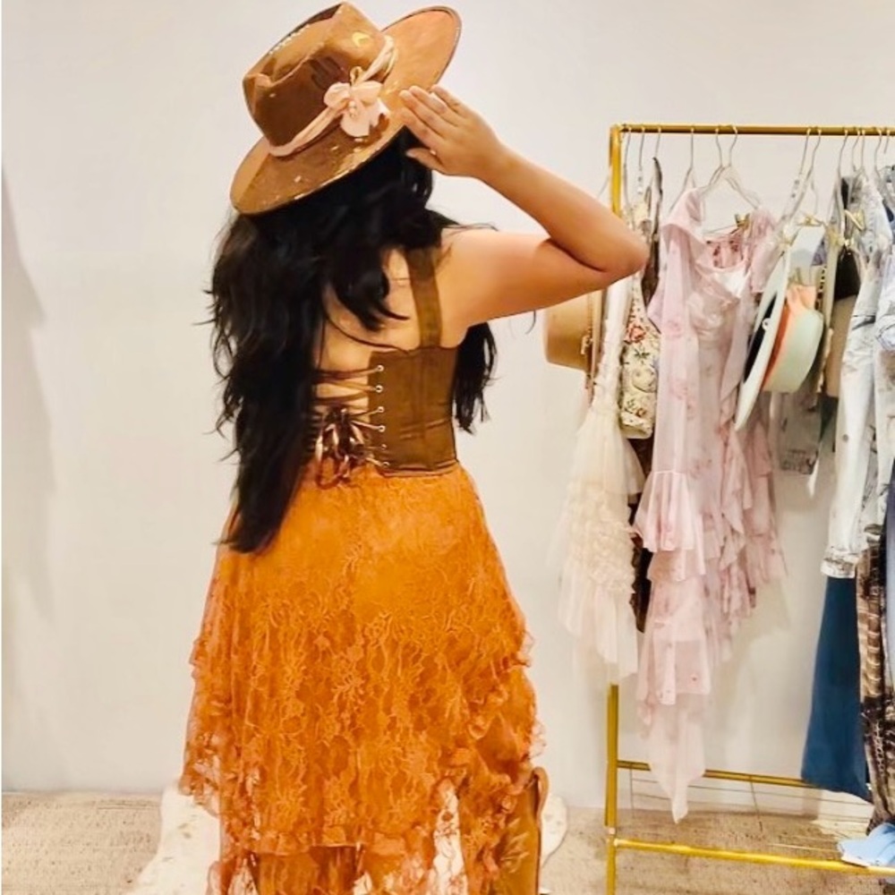 Lace skirt,boho skirt, western skirt,Burnt orange lace, asymmetrical,layer skirt